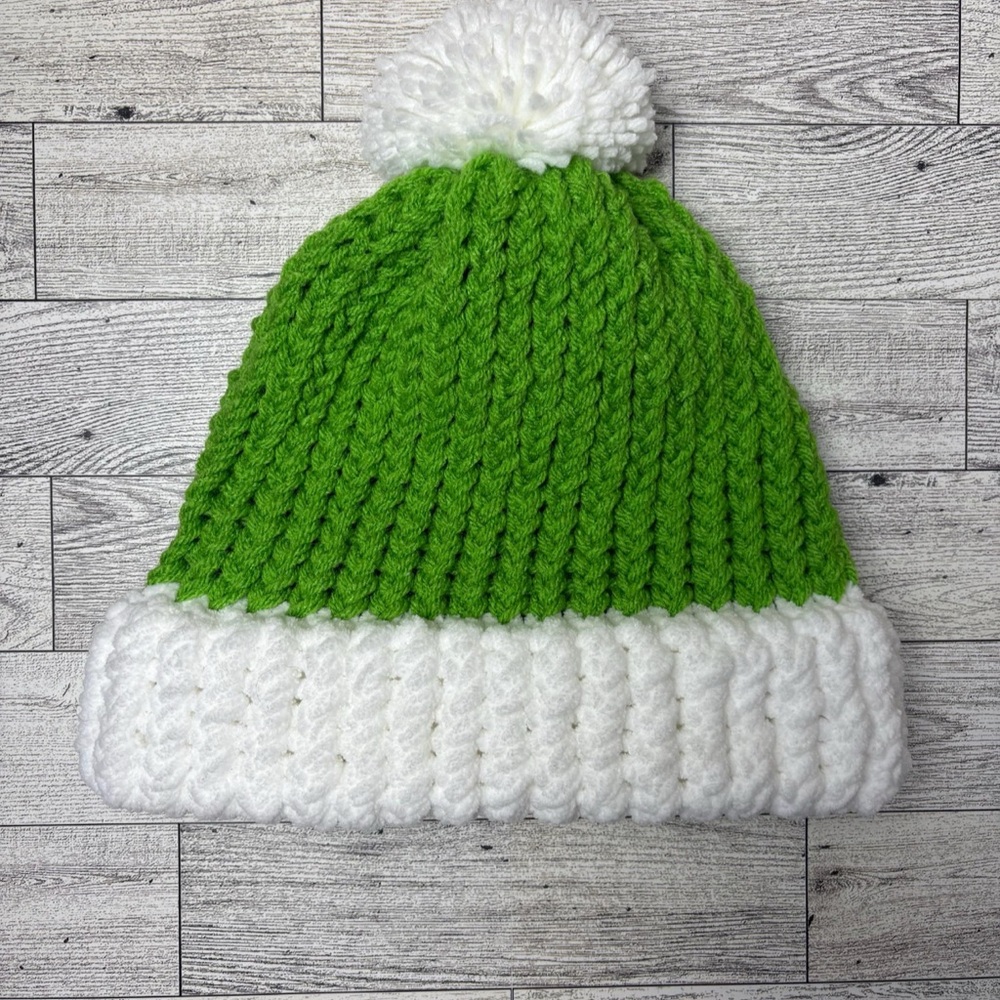 Toddler Elf Christmas Beanie Knitwear  kids accessories green and white hat